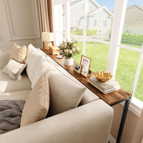 HOOBRO Narrow Console Table in entryway setup provides surface for keys and decor.