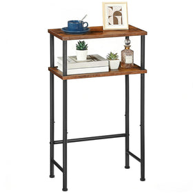 HOOBRO narrow console table front view with slim profile and two shelves for small spaces.