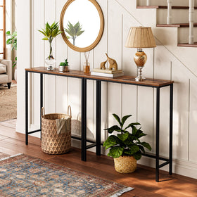 HOOBRO Narrow Console Table side view highlights thin profile for hallways.