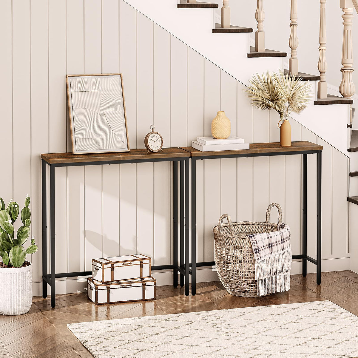 HOOBRO Narrow Console Table slim profile fits tight corners in small rooms.