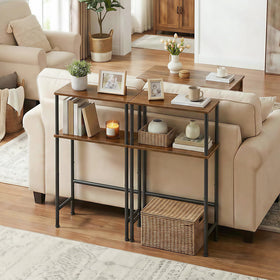 HOOBRO two-shelves close-up highlighting sturdy paneling and metal frame.