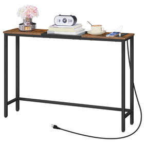 HOOBRO narrow console table assembled in living room, sleek silhouette complements modern interiors.
