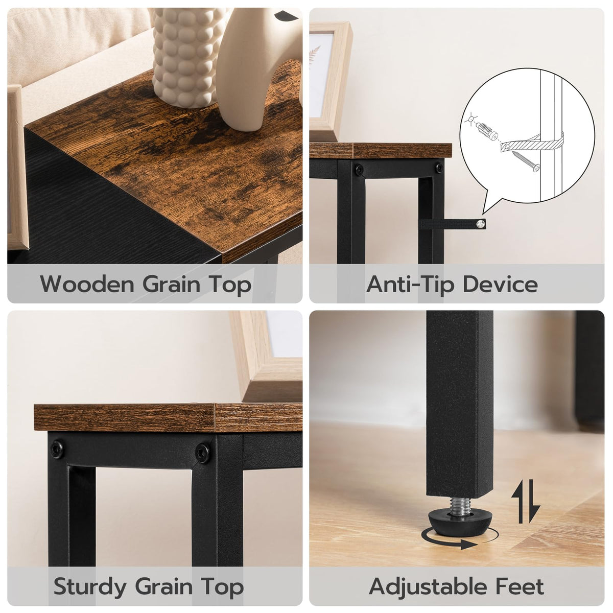 HOOBRO narrow console table display-shelf, organized belongings with accessible power.
