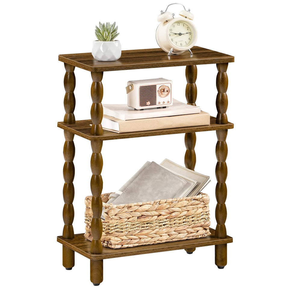 HOOBRO narrow end table with solid wood legs for compact spaces.