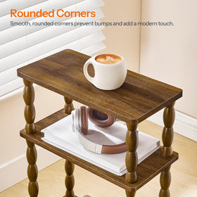 HOOBRO walnut finish end table suitable for entryways and bedrooms.