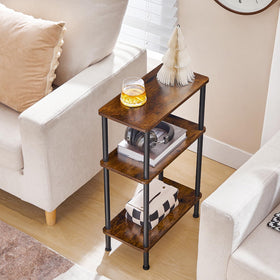 HOOBRO narrow side table side-angle reveals sturdy frame with 30 lb per tier.