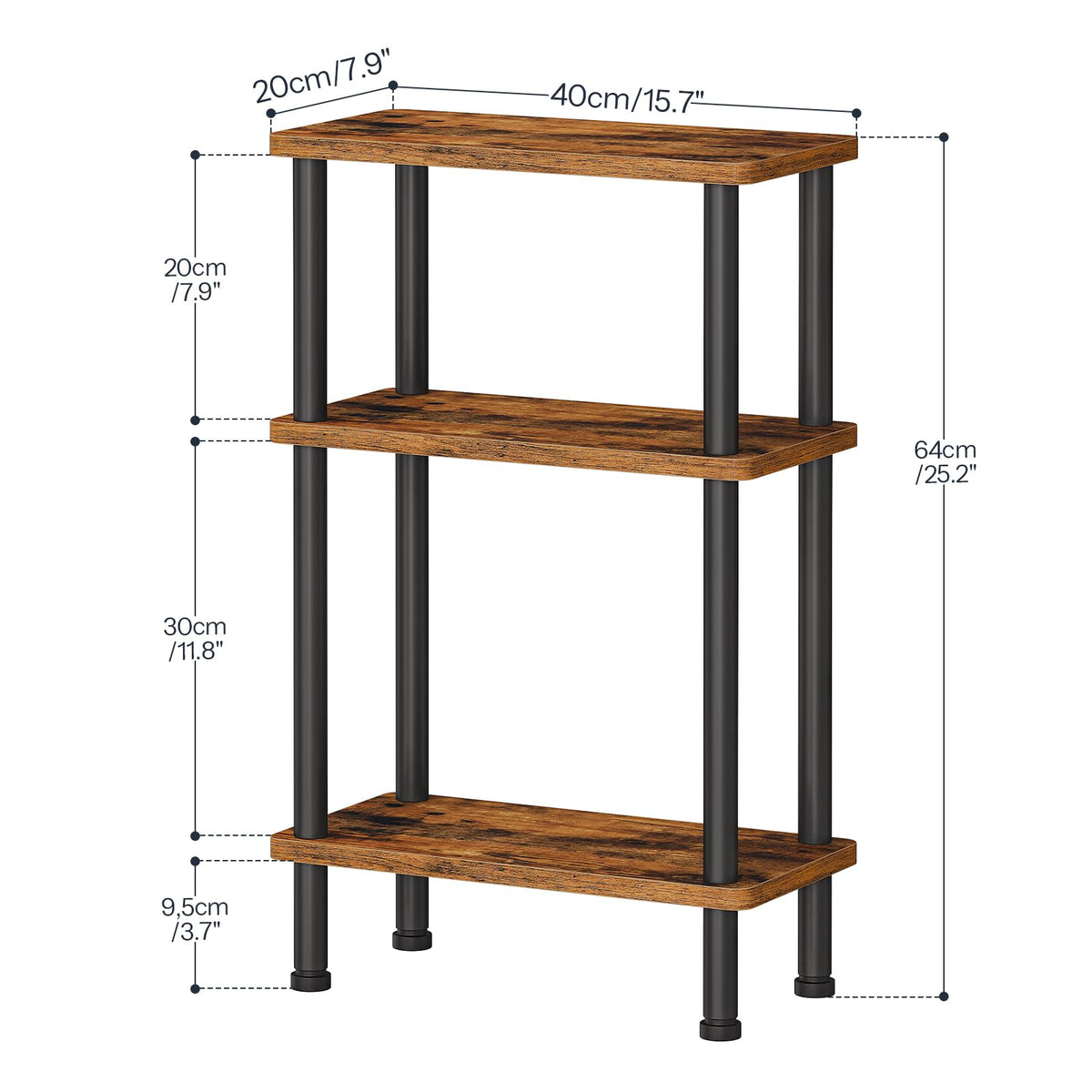 HOOBRO narrow side table open shelves ready for books and decor.