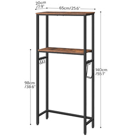 HOOBRO over-the-toilet storage side view highlighting slim footprint with sturdy black metal frame.