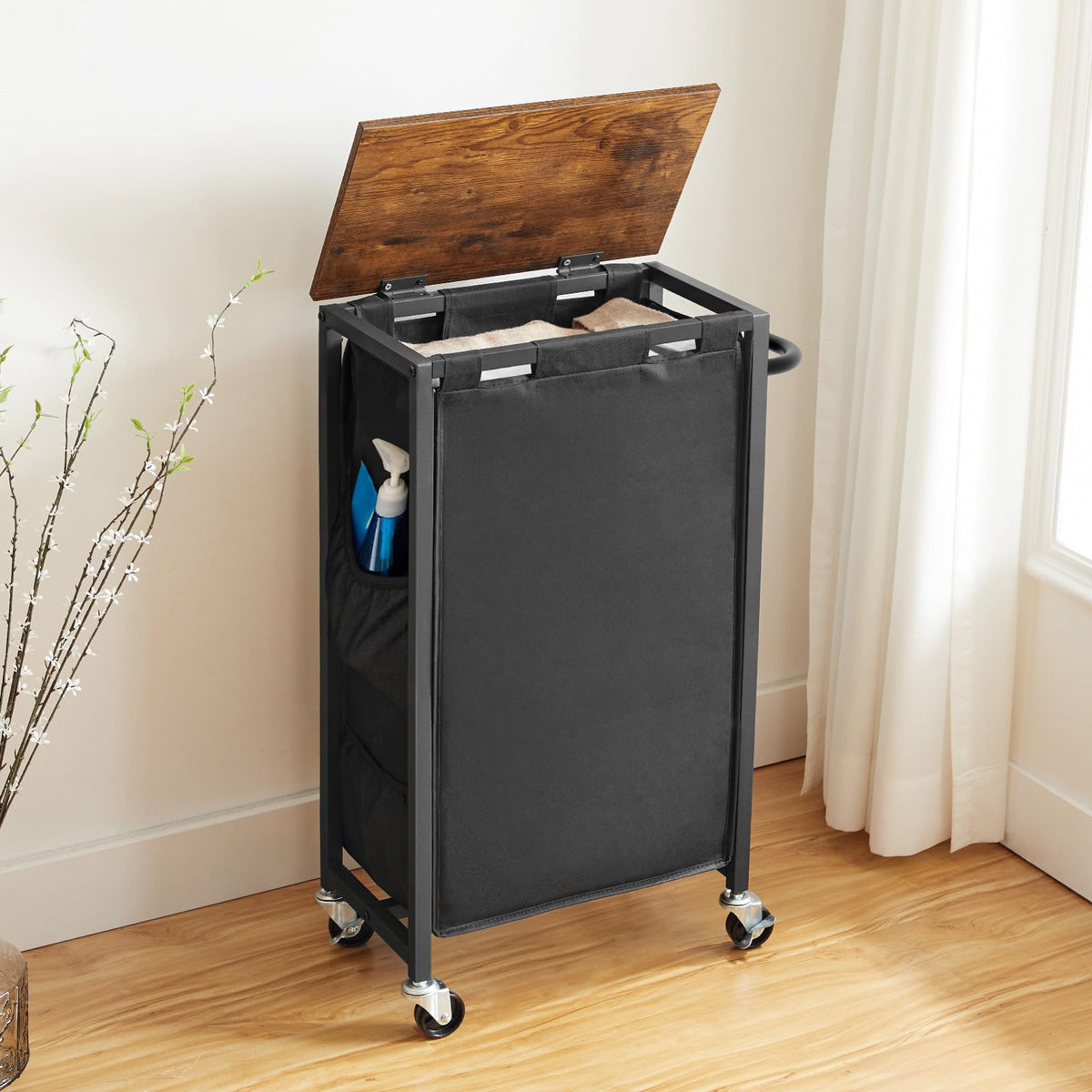 HOOBRO rolling laundry basket with smooth wheels for effortless transport