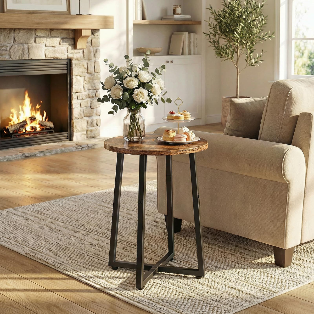 HOOBRO round side table compact footprint suitable for tight spaces.
