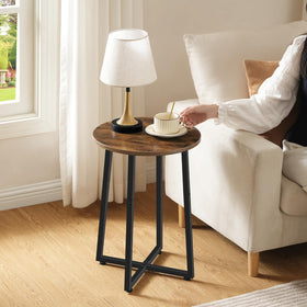 HOOBRO round side table with a crossed metal frame for sturdy support.