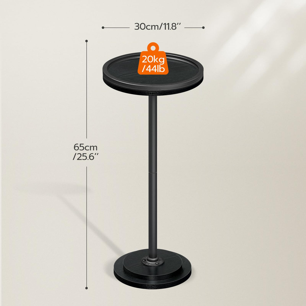HOOBRO round table on a sturdy pedestal beside a sofa for drinks or coffee