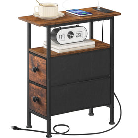 HOOBRO end table with charging station in cozy living nook.