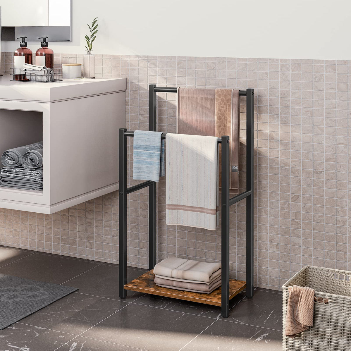HOOBRO rustic brown and black finish adds style to a room’s storage.
