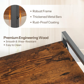 HOOBRO bookshelf shelf detail captures wood texture and 40-lb per shelf capacity.