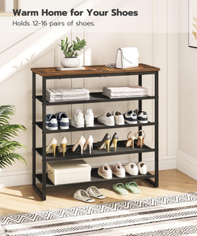 HOOBRO shoe rack side view highlights slim footprint ideal for small spaces.