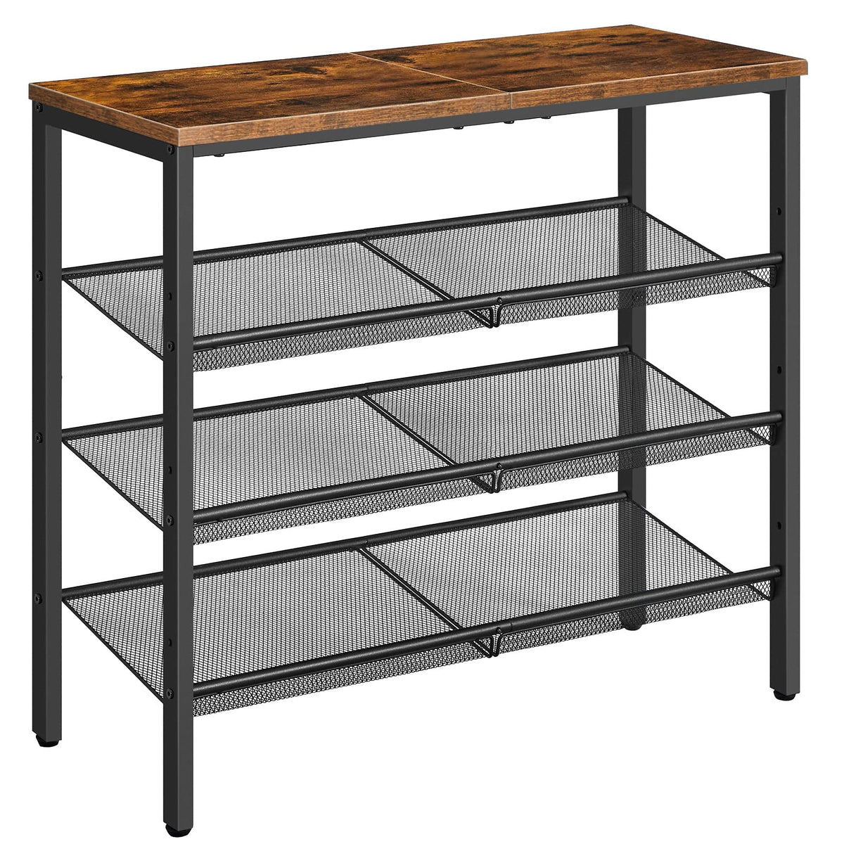 HOOBRO 4-tier shoe rack top view shows neat entryway storage