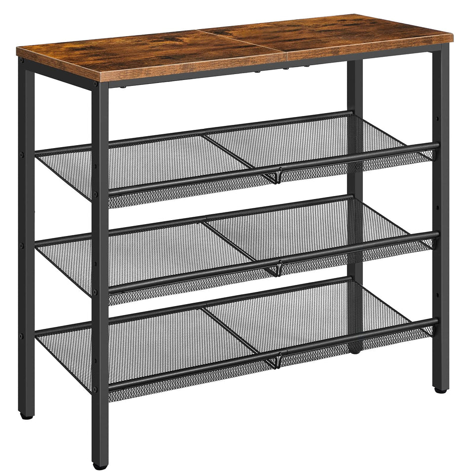 HOOBRO 4-tier shoe rack top view shows neat entryway storage
