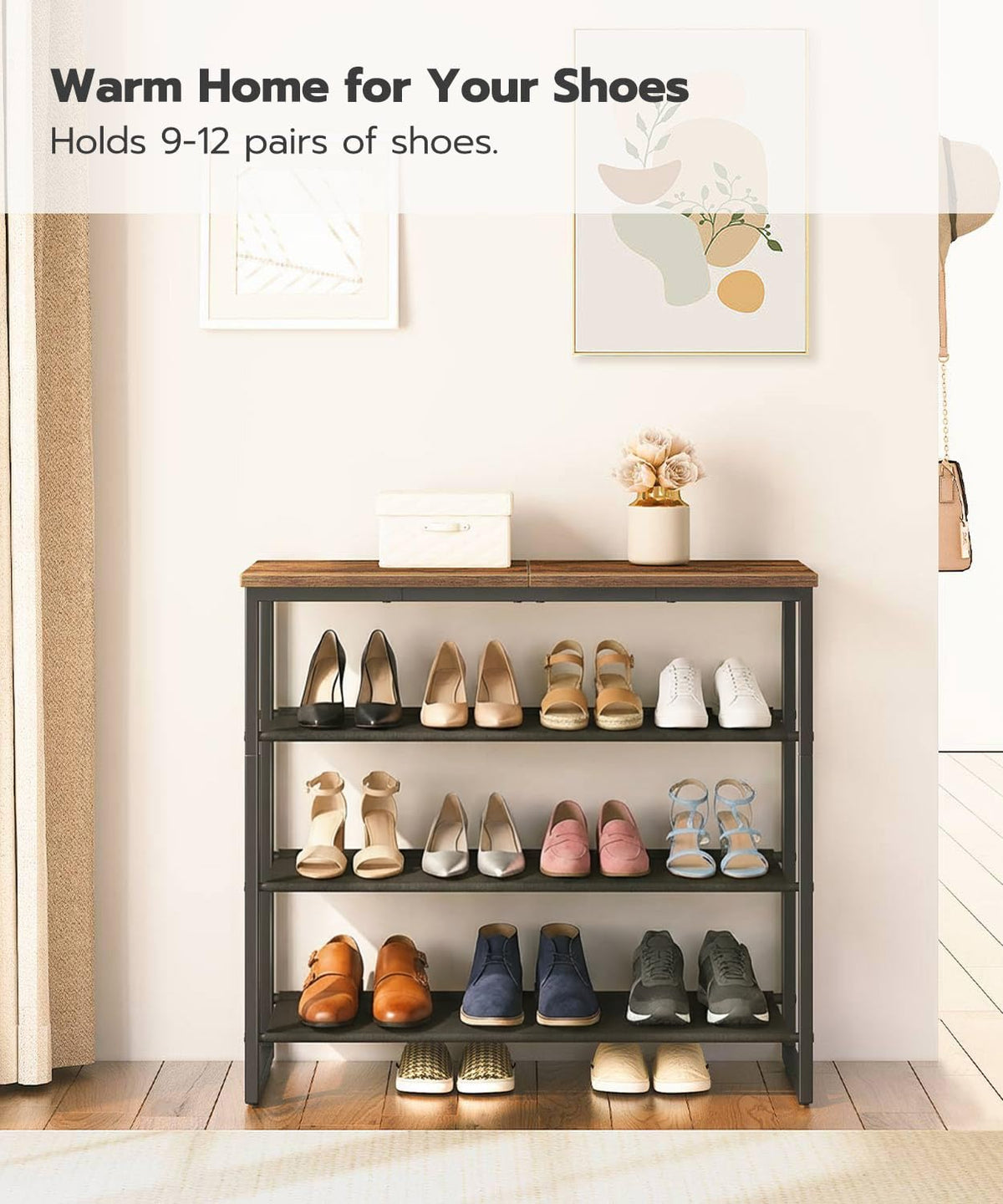 HOOBRO assembled unit in entryway stores sneakers and flats neatly