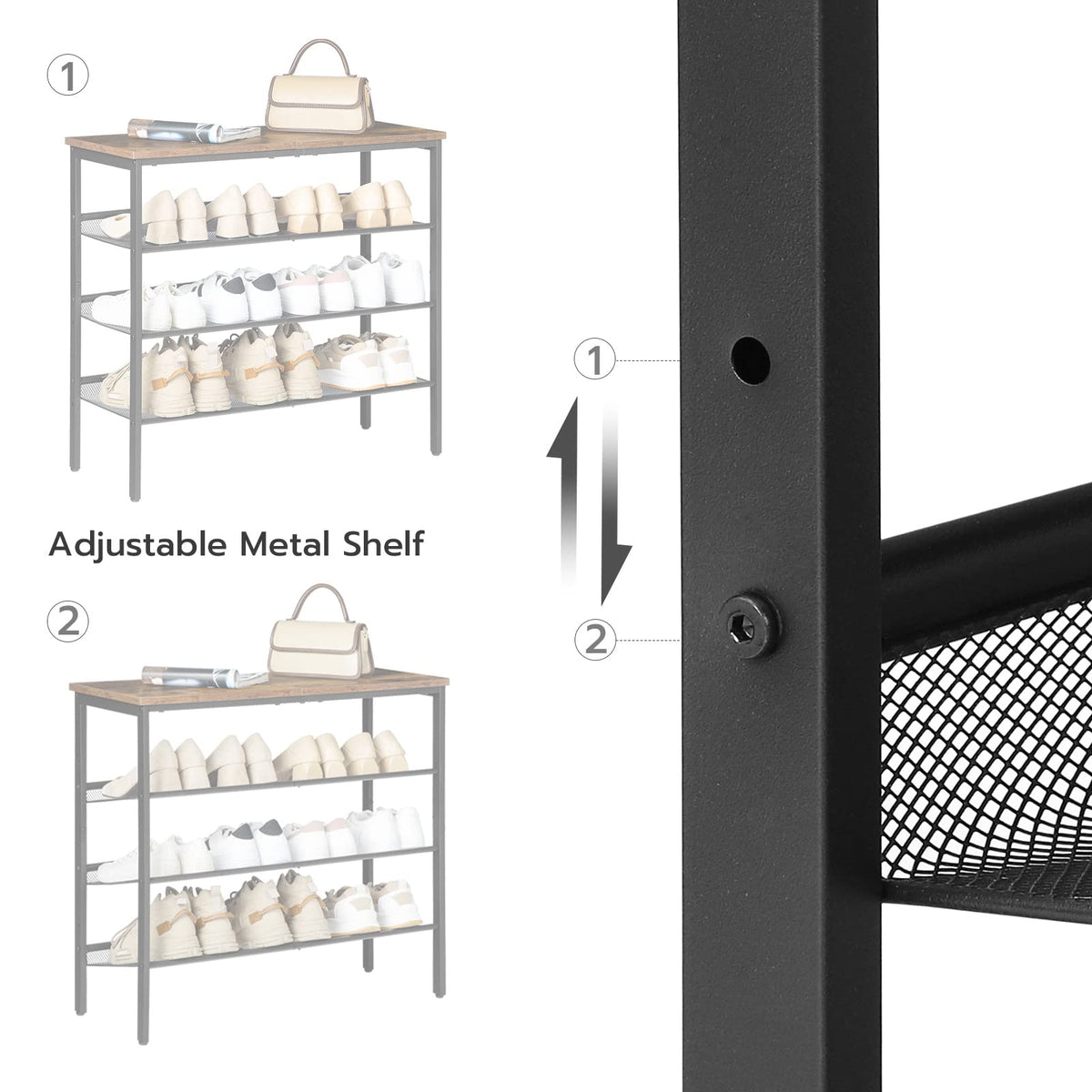 HOOBRO rack with tilt shelves demonstrates adjustable heights