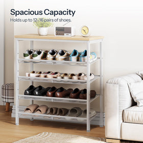 Hoobro natural finish shoe rack adds warm decor touch