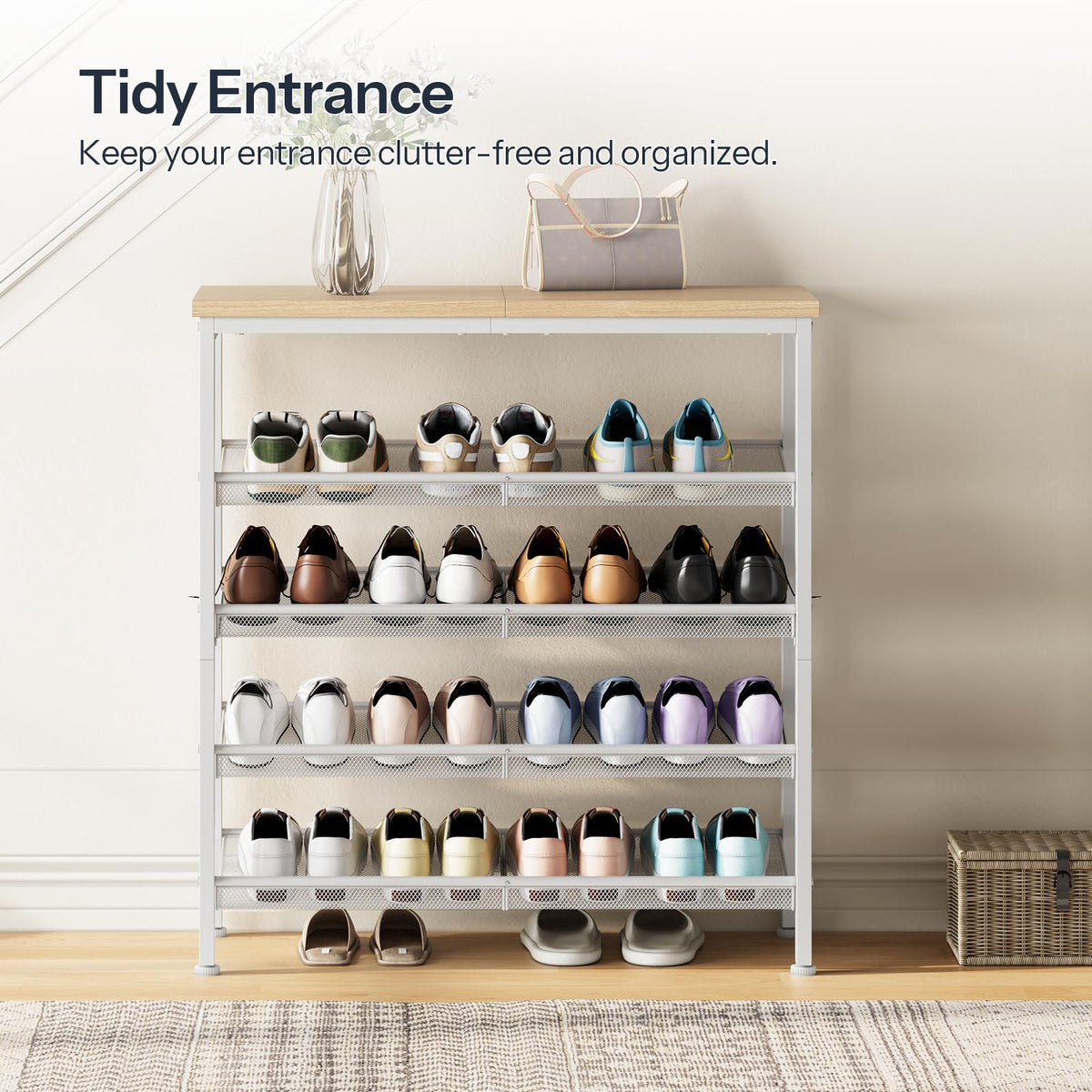 Hoobro shoe rack keeps entryway tidy with organized shoes
