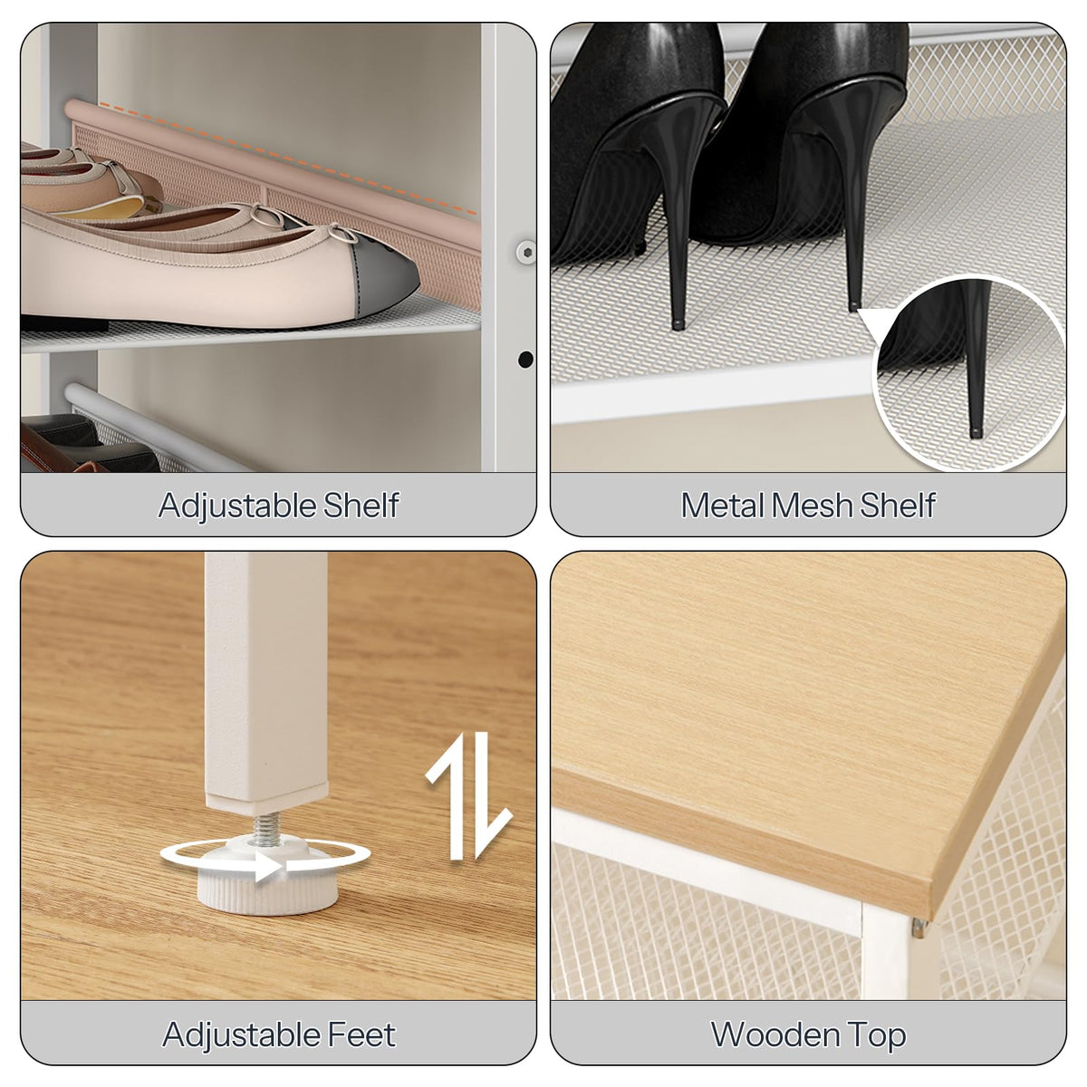 Hoobro white frame shoe rack adds a clean modern look