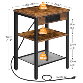 HOOBRO adjustable shelves end table tailored for flexible storage options