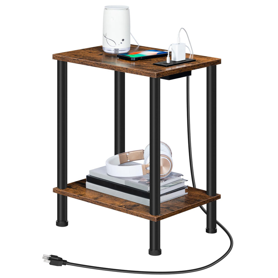 HOOBRO side table charging station with USB and Type-C for easy device charging