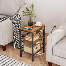 HOOBRO rustic-industrial finish end table blending warmth with durability