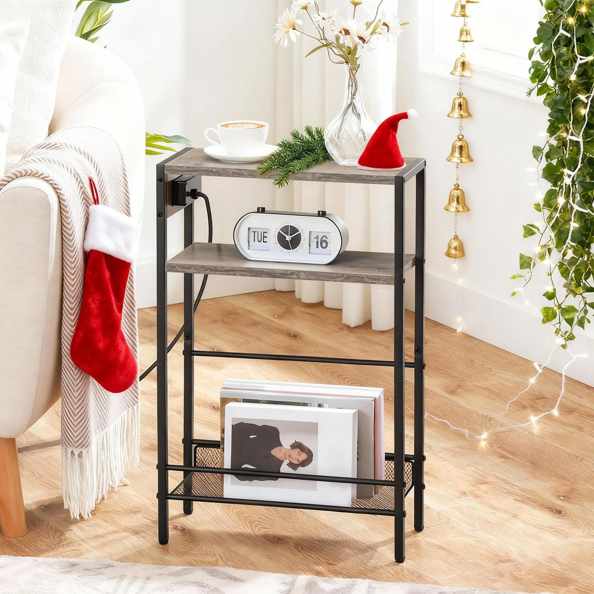 HOOBRO slim end table fits tight spaces with compact design for modern decor