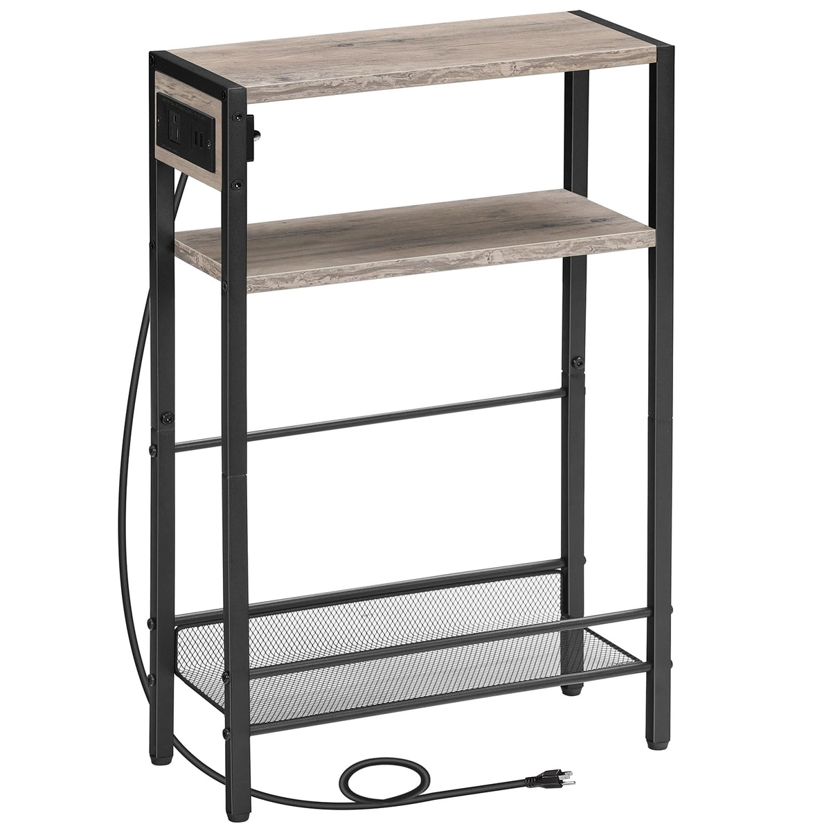 HOOBRO small narrow side table with charging station and USB ports for convenient charging