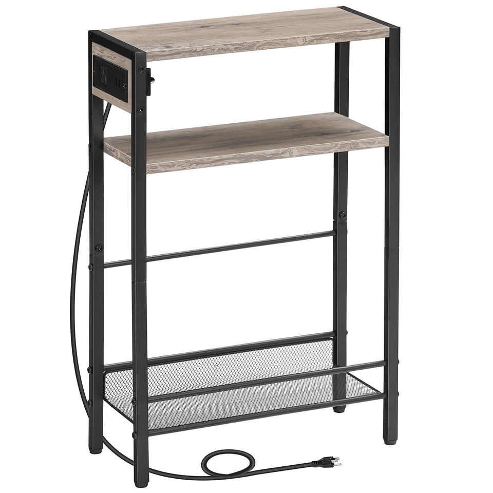HOOBRO small narrow side table with charging station and USB ports for convenient charging