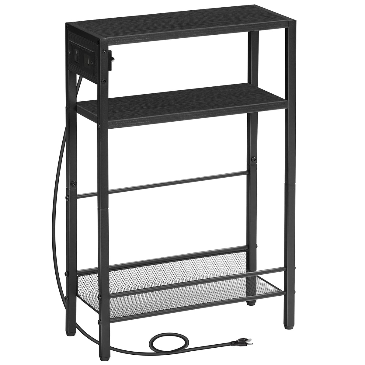 HOOBRO small narrow side table with charging station keeps devices powered while relaxing on the sofa