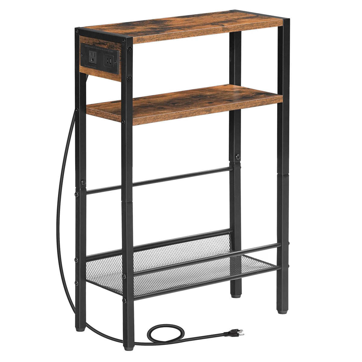 HOOBRO slim side table with power outlet and USB charging