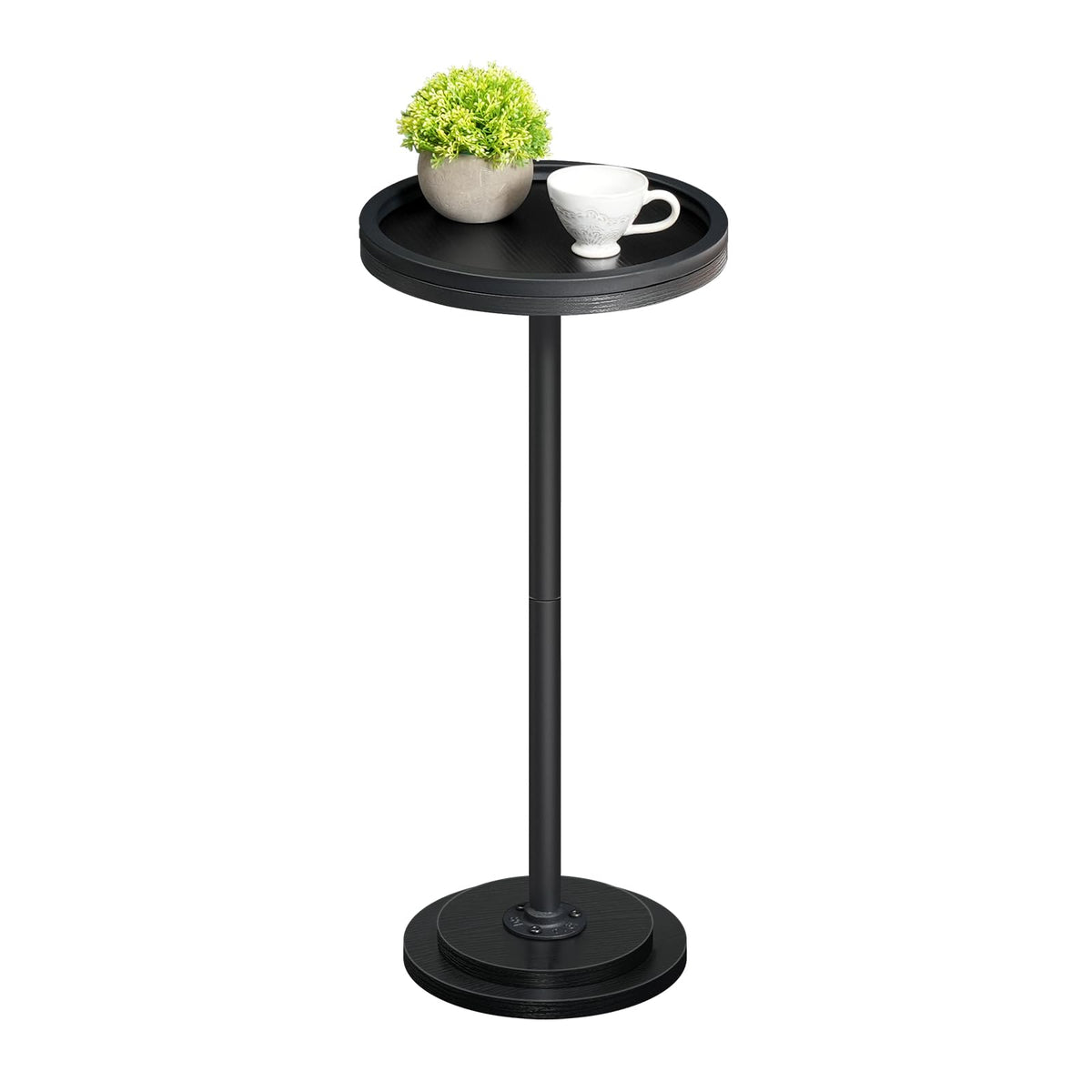 HOOBRO small round side table with pedestal shows a compact surface for limited spaces