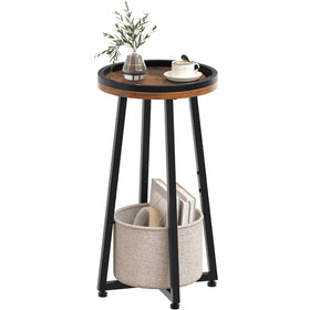 HOOBRO small round side table top edge keeps drinks secure beside the sofa
