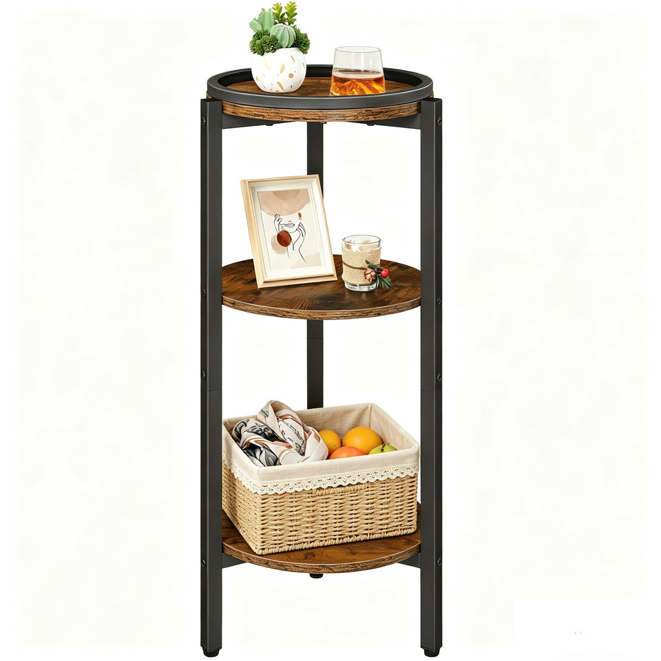 HOOBRO small round side table top view showing compact surface for drinks and decor