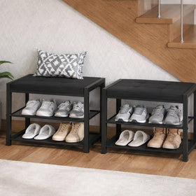 HOOBRO metal mesh shelves organize shoes with secure storage.