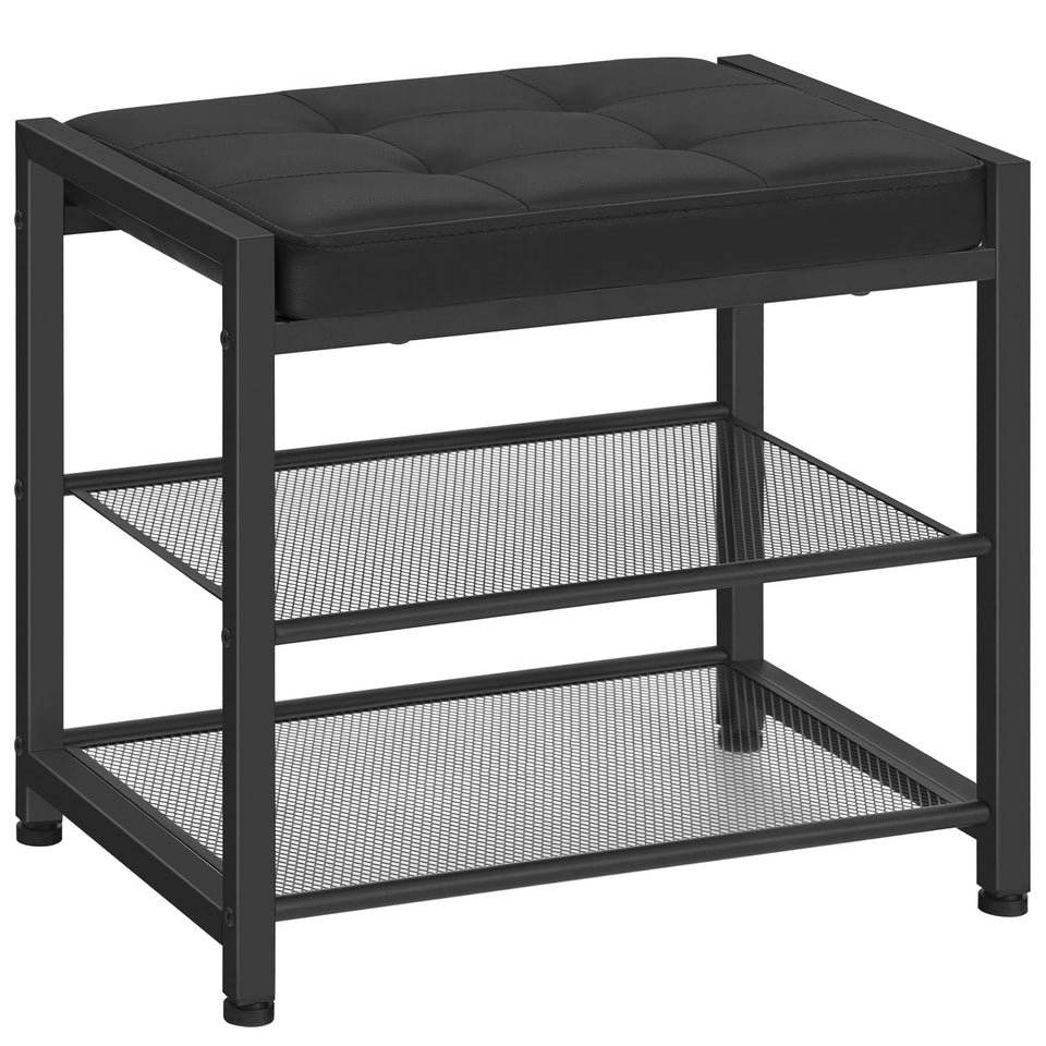 HOOBRO Small Shoe Bench seat with PU cushion for easy shoe changes.
