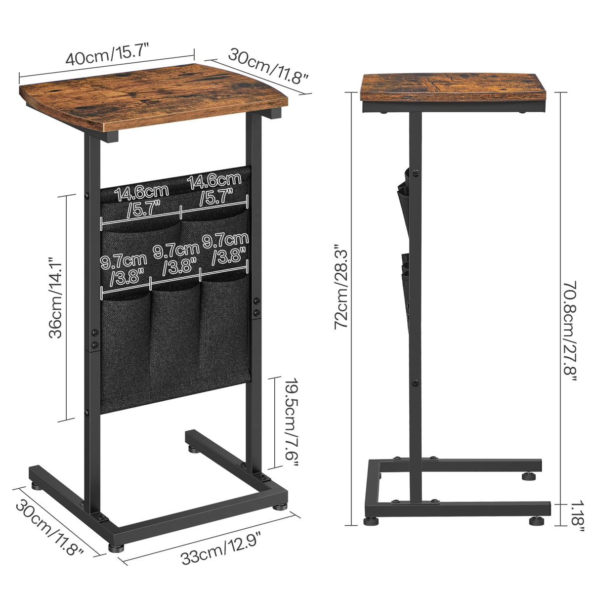 HOOBRO small-space organizer keeps remotes, magazines, snacks within reach.