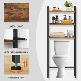 HOOBRO space-saving over-the-toilet cabinet behind the tank boosts storage.