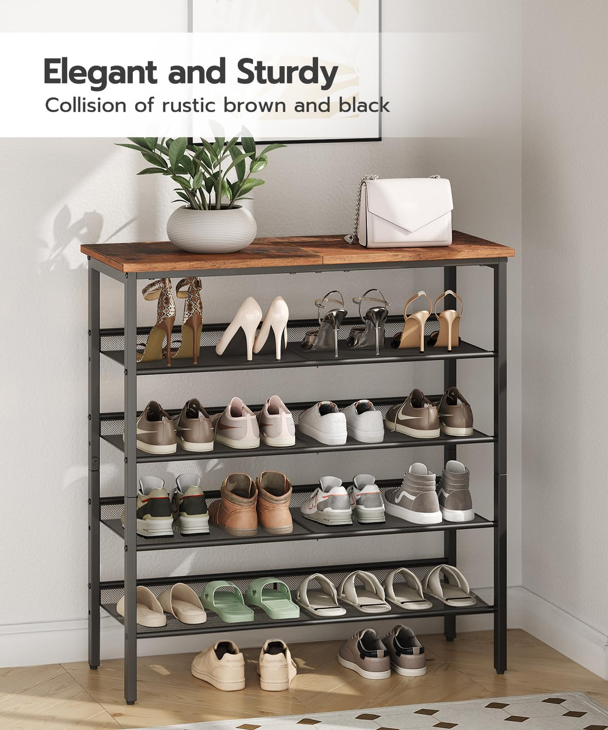 HOOBRO spacious footprint stores 16–20 pairs of footwear