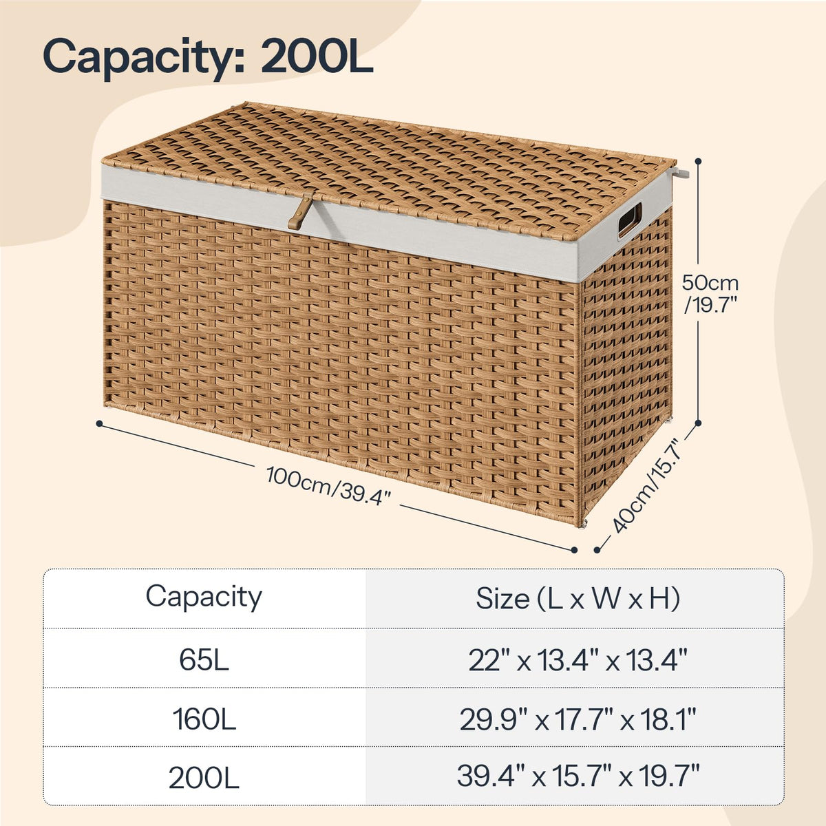HOOBRO basket interior with soft lining protects clothes safely