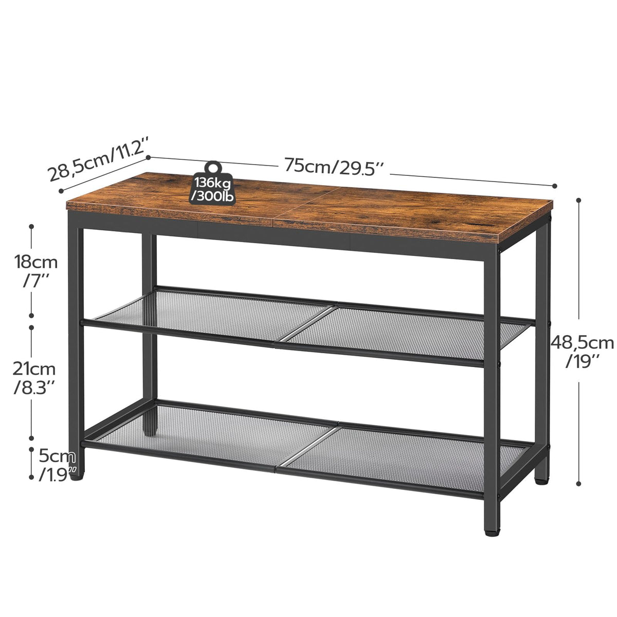 HOOBRO top-surface bench supporting up to 300 lb for comfortable shoe changes.