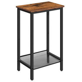 HOOBRO tall side table with adjustable mesh shelves for flexible storage.