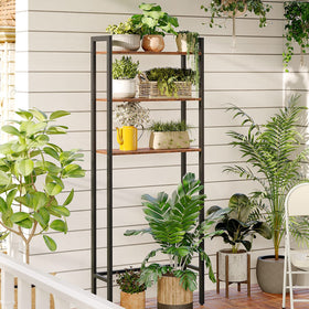 HOOBRO 3-tier shelves hold towels, paper, oils, and candles within reach.