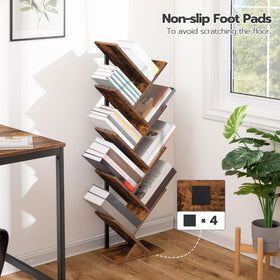 HOOBRO Tree Bookshelf nine-tier layout maximizes compact shelving.