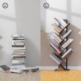 HOOBRO Tree Bookshelf bottom non-slip pads protect floors.