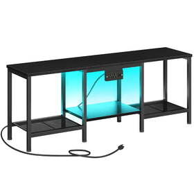 HOOBRO TV Stand includes labeled parts and illustrated assembly guide.